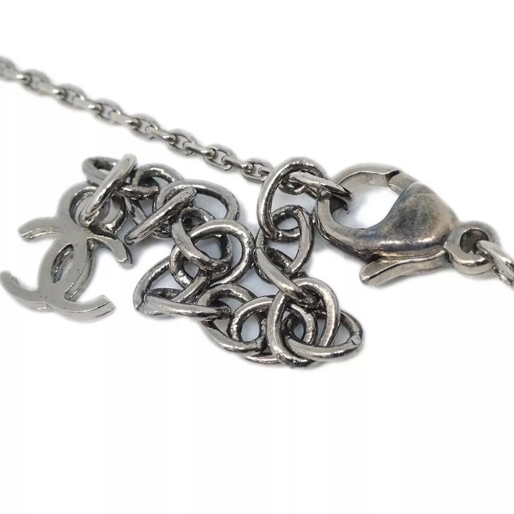 Chanel Heart Chain Necklace Pendant Silver White - Picture 3 of 4